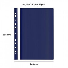 Perforēts A4 atskaites fails AD Class,100/150 tumši zils 25 gab. / iepakojumā cena un informācija | Kancelejas preces | 220.lv