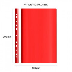 Perforēts A4 atskaites fails AD Class, 100/150 sarkans 25 gab./iepakojumā cena un informācija | Kancelejas preces | 220.lv