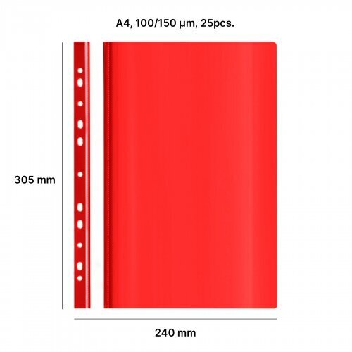 Perforēts A4 atskaites fails AD Class, 100/150 sarkans 25 gab./iepakojumā cena un informācija | Kancelejas preces | 220.lv