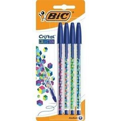 Lodīšu pildspalva CRISTAL COLLECTION zila, 4 gab., blisteris cena un informācija | Rakstāmpiederumi | 220.lv