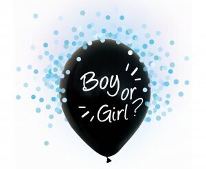 Hēlija baloni, meitene vai zēns, zilas konfeti, 30 cm, 4 gab. цена и информация | Baloni | 220.lv
