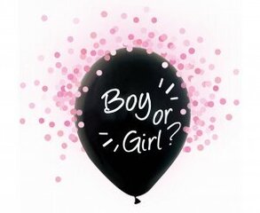 Hēlija baloni, meitene vai zēns, rozā konfeti, 30 cm, 4 gab. cena un informācija | Baloni | 220.lv