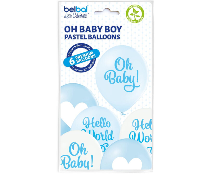 12"/30cm Balonu komplekts "Oh Baby Boy", 6 gab цена и информация | Baloni | 220.lv
