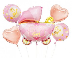 Folijas baloni - Ratiņu komplekts, rozā, 5gab. cena un informācija | Baloni | 220.lv