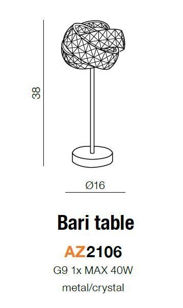 Azzardo galda lampa Bari AZ2106 cena un informācija | Galda lampas | 220.lv