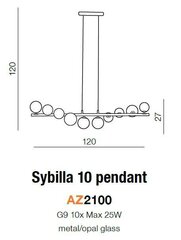 Azzardo подвесной светильник Sybilla 10 AZ2100 цена и информация | Настенный/подвесной светильник Eye Spot 11 BL, чёрный | 220.lv