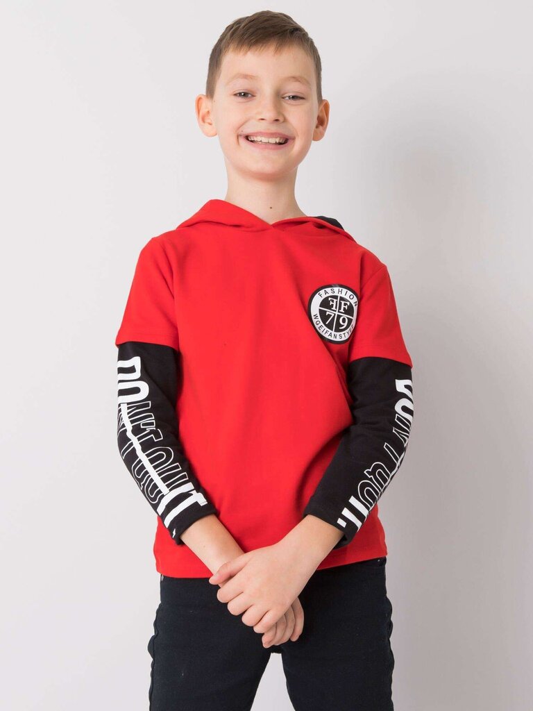 Sarkans kokvilnas sporta krekls zēnam ar uzrakstiem. 2016102794103 cena un informācija | Zēnu krekli | 220.lv