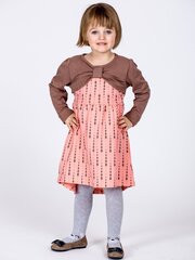 Хлопковое детское платье с принтом и длинными рукавами - персикового цвета цена и информация | Платья для девочек | 220.lv