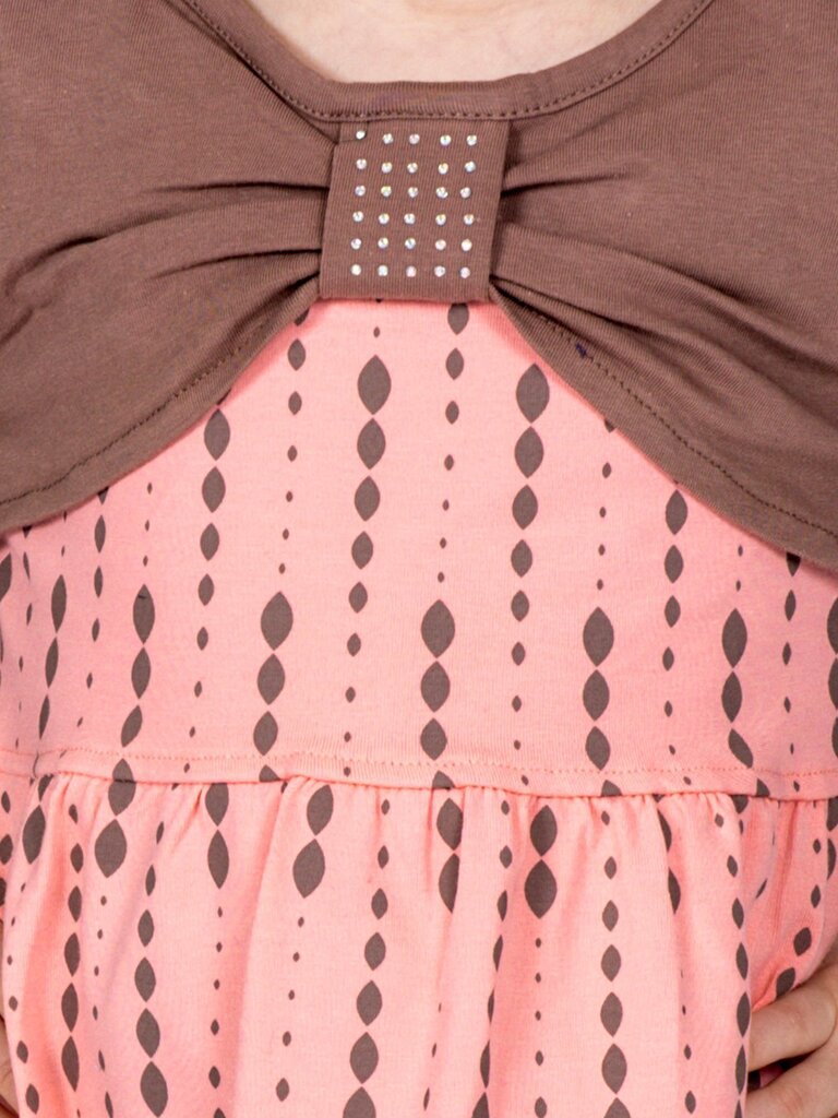 Kokvilnas bērnu kleita ar apdruku un garām piedurknēm, persiku krāsā. 2016101007877 цена и информация | Kleitas meitenēm | 220.lv