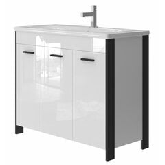Шкафчик для ванной комнаты с раковиной Brooklyn BR-100, черный/белый цена и информация | Шкафчики для ванной | 220.lv