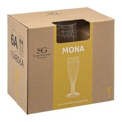 Dzidra stikla šampanieša glāzes Mona 200 ml, 6 gab. cena un informācija | Glāzes, krūzes, karafes | 220.lv