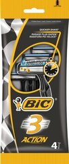 Одноразовая бритва с тремя лезвиями BIC 3 ACTION (4 шт.) цена и информация | Косметика и средства для бритья | 220.lv