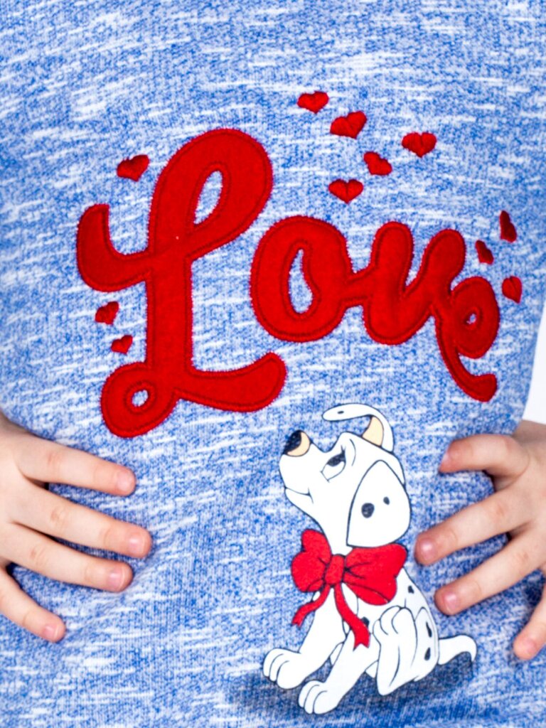 Melange zils meiteņu sporta krekls ar izšuvumiem un suni. 2016101008546 cena un informācija | Krekli, bodiji, blūzes meitenēm | 220.lv