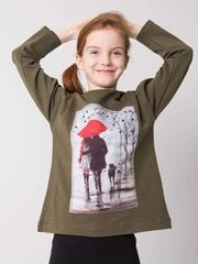 Хлопковая блузка цвета хаки для девочки. цена и информация | Рубашки для девочек | 220.lv