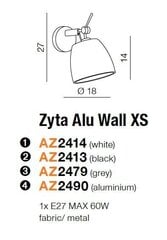 Azzardo sienas lampa Zyta Alu Wall XS AZ2413 цена и информация | Настенные светильники | 220.lv
