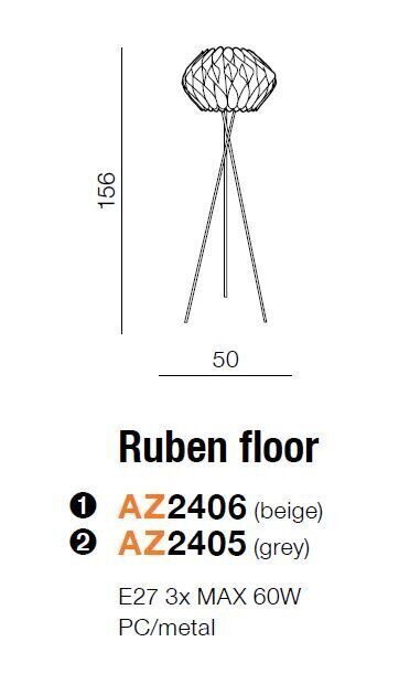 Azzardo stāvlampa Ruben Floor AZ2405 cena un informācija | Stāvlampas | 220.lv
