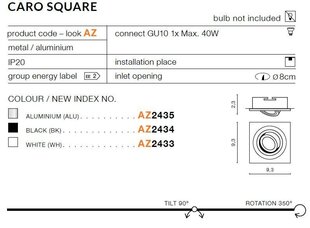 Azzardo встраиваемый светильник Caro Square AZ2434 цена и информация | Монтируемые светильники, светодиодные панели | 220.lv