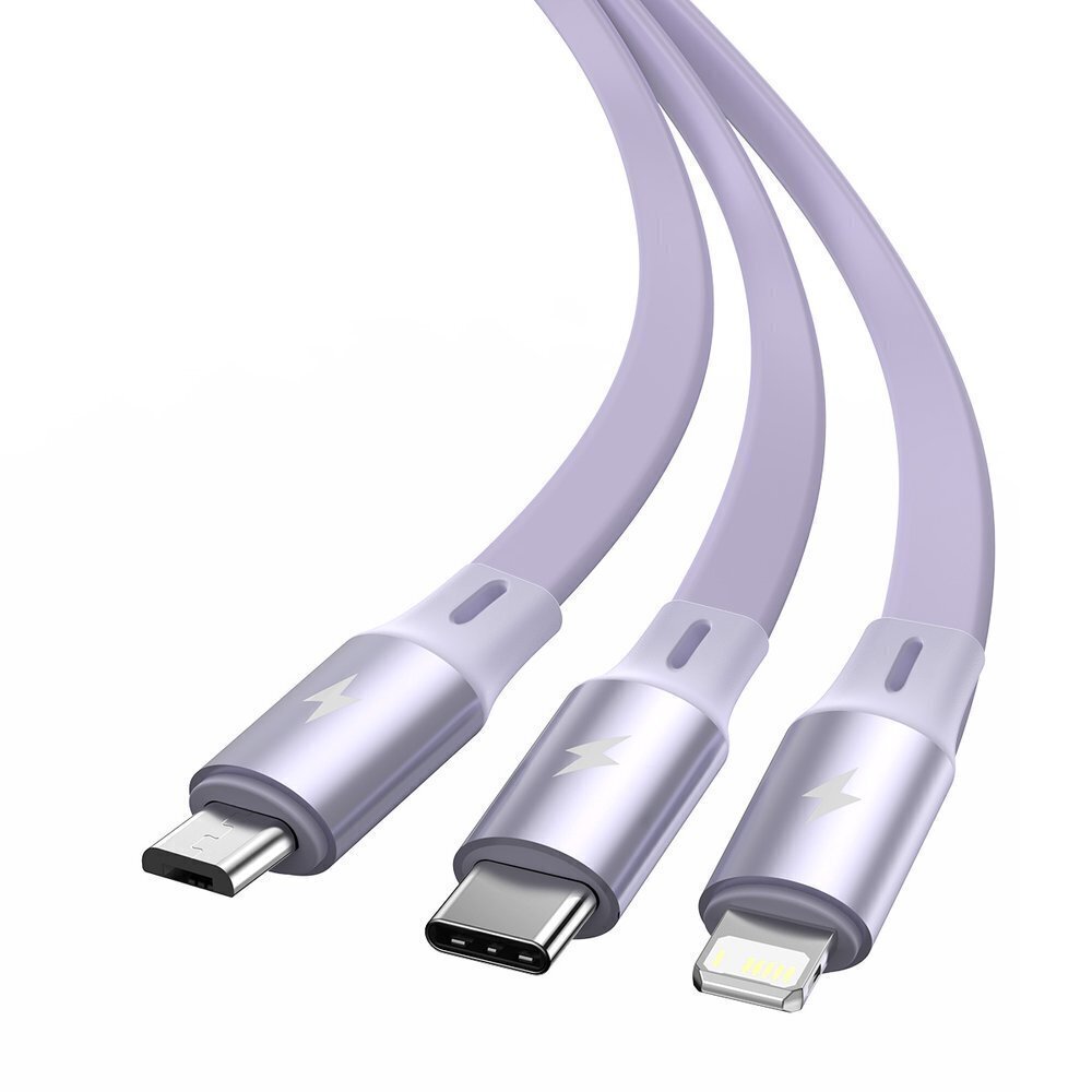 Baseus 3in1 vads USB - USB Type C / Lightning / micro, violets цена и информация | Savienotājkabeļi | 220.lv