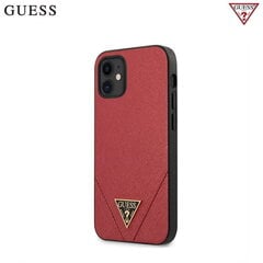 Прочный задний чехол-крышка для Apple iPhone 12 mini Guess GUHCP12SVSATMLRE Saffiano, красный цена и информация | Чехлы для телефонов | 220.lv