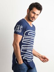 Vīriešu tumši zils apdrukāts t-krekls. Navy blue M цена и информация | Мужские футболки | 220.lv