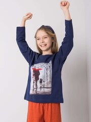 Хлопковая блузка для девочки темно-синего цвета. цена и информация | Рубашки для девочек | 220.lv