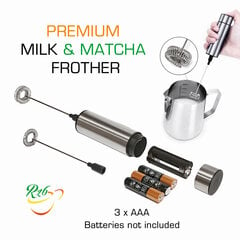 Premium вспениватель для молока и чая Matcha из нержавеющей стали, электрический  со сменными насадками цена и информация | Миксеры | 220.lv