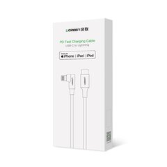 Кабель Ugreen MFI Elbow USB Type C - Lightning Cable Power Delivery 3 A, 1.5 м, серый (60764 US305) цена и информация | Кабели для телефонов | 220.lv