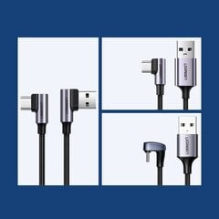 Ugreen USB - USB Typ C angled cable Quick Charge 3.0 QC3.0 3 A 0,5 m gray (US176 20855) цена и информация | Кабели для телефонов | 220.lv