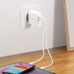 Быстрое настенное зарядное устройство Ugreen 2x USB Type C 36 Вт Quick Charge 4.0 Power Delivery SCP FCP AFC, белое (70264 CD199) цена и информация | Зарядные устройства для телефонов | 220.lv