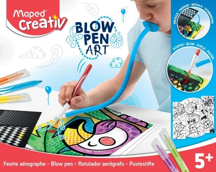 MAPED Creativ pūšamie flomāsteri "Blowpen Art"+trafaretes 5+ цена и информация | Modelēšanas un zīmēšanas piederumi | 220.lv