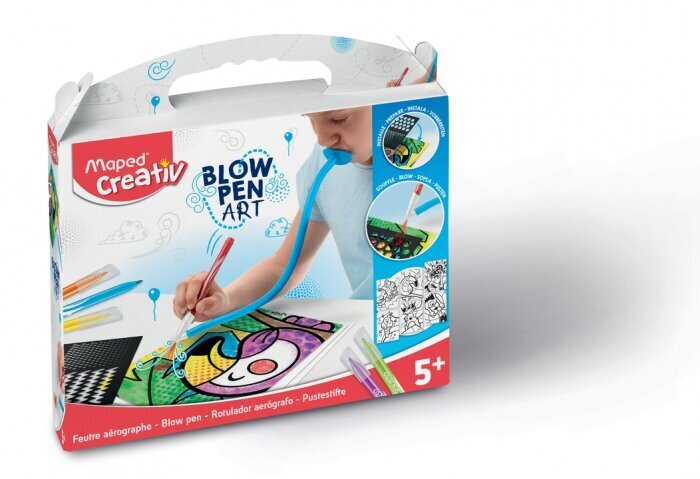 MAPED Creativ pūšamie flomāsteri "Blowpen Art"+trafaretes 5+ cena un informācija | Modelēšanas un zīmēšanas piederumi | 220.lv