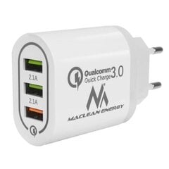 MACLEAN ENERGY MCE479W 3XUSB LĀDĒTĀJS QC 3.0 cena un informācija | Lādētāji un adapteri | 220.lv