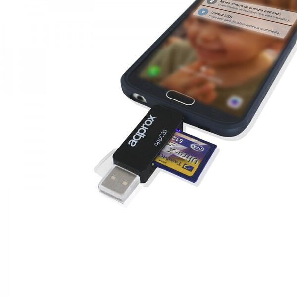 Karšu lasītājs approx! FLTLFL0083 APPC33 Micro SD/SD/MMC Micro USB 480 Mbps 32 GB Melns cena un informācija | Adapteri un USB centrmezgli | 220.lv