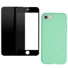360 aizsardzība- komplekts silikona vāciņš zaļš (emerald) iPhone 7/8, SE2020 un aizsargstikls melns цена и информация | Защитные пленки для телефонов | 220.lv