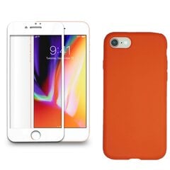 360 aizsardzība- komplekts silikona vāciņš iPhone 7/8 sarkans (candy red) un aizsargstikls balts cena un informācija | Telefonu vāciņi, maciņi | 220.lv