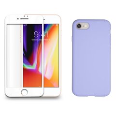 Силиконовый чехол «SoundBerry» фиолетовый Full protection + защитное стекло для iPhone 7/8, белый цена и информация | Защитные пленки для телефонов | 220.lv