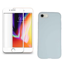 Силиконовый чехол «SoundBerry» серый Full protection + защитное стекло для iPhone 7/8, белый цена и информация | Защитные пленки для телефонов | 220.lv