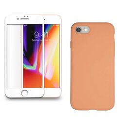 360 aizsardzība- komplekts silikona vāciņš iPhone oranžs (tangerine) un aizsargstikls balts cena un informācija | Ekrāna aizsargstikli | 220.lv