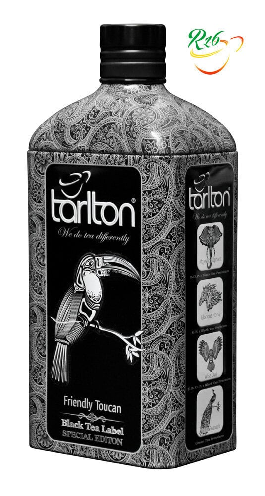 Ceilonas Melnā beramā lielo lapu tēja FOP1 FRIENDLY TOUCAN elegantā metāla pudelē, Pure Ceylon Black tea FOP1, Tarlton, 150 g цена и информация | Tēja | 220.lv
