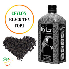 Ceilonas Melnā beramā lielo lapu tēja FOP1 FRIENDLY TOUCAN elegantā metāla pudelē, Pure Ceylon Black tea FOP1, Tarlton, 150 g цена и информация | Чай | 220.lv