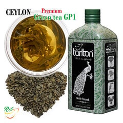 Ceilonas Zaļā beramā lapu tēja GP1 NOBLE PEACOCK elegantā metāla pudelē, Ceylon Premium Green tea GP1, Tarlton, 150 g cena un informācija | Tēja | 220.lv