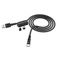 Магнитный кабель / провод 3in1 Hoco U98 многофункциональный магнитный зарядный кабель (lightning / MicroUSB / Type-C) цена и информация | Кабели для телефонов | 220.lv