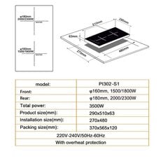 Schlosser PI302S1 kaina ir informacija | Plīts virsmas | 220.lv