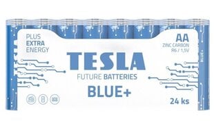 <p>Аккумулятор Tesla AA Blue+ Zinc Carbon R06 900 мАч, 24 шт.</p>
 цена и информация | Батарейки | 220.lv