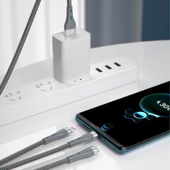 Dudao USB 3in1 cable Lightning / microUSB/ USB Type C 65W 1,2m gray (L20X) cena un informācija | Savienotājkabeļi | 220.lv