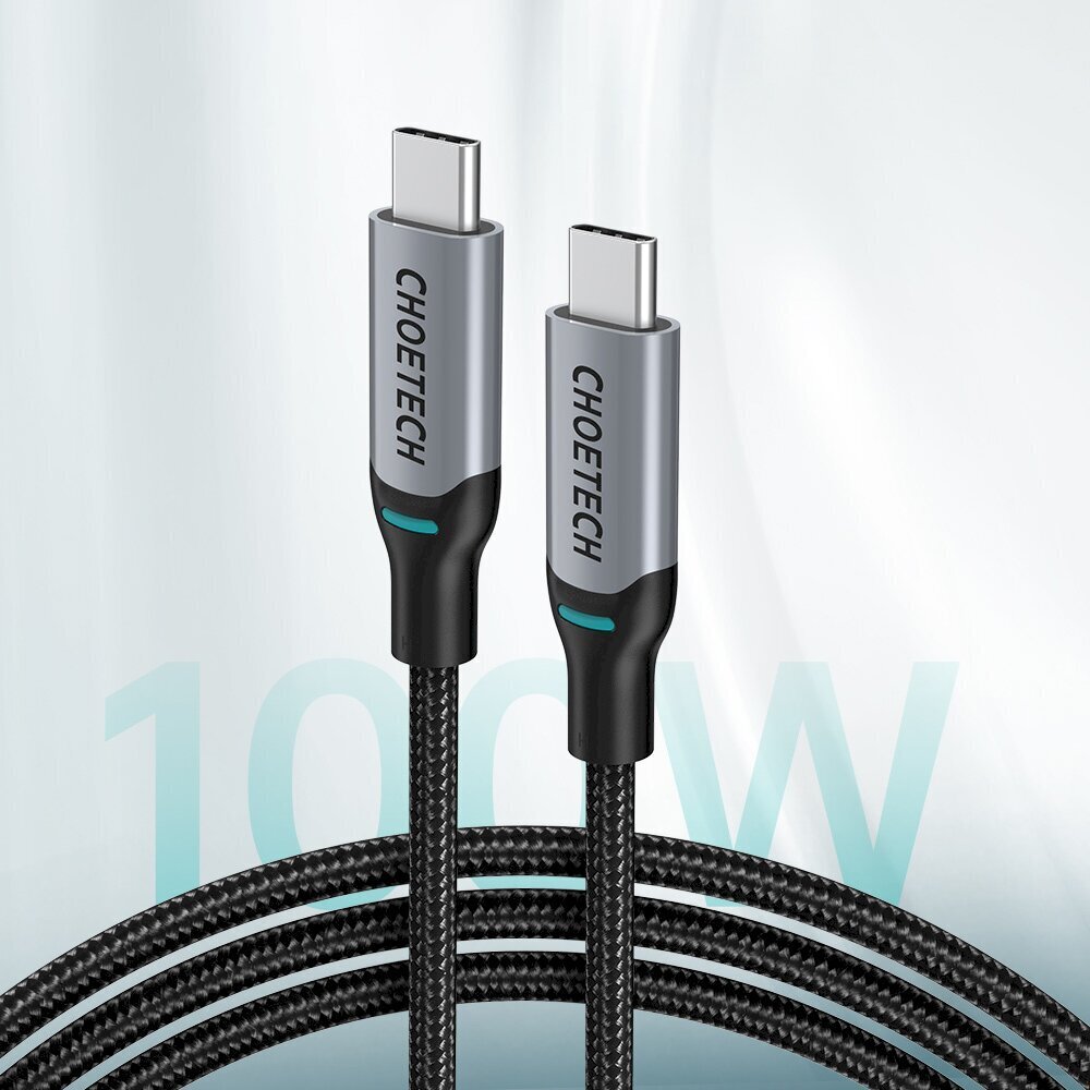 Choetech USB Type C - USB Type C charging data cable Power Delivery 100W 5A 1,8m black (MIX00073) цена и информация | Savienotājkabeļi | 220.lv