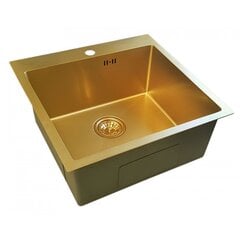Nerūsējošā tērauda izlietne D5050HG GOLD ar sifonu cena un informācija | Virtuves izlietnes | 220.lv
