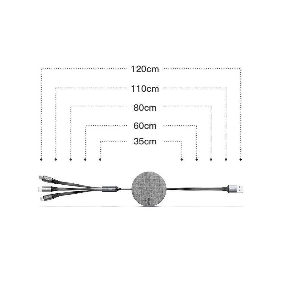 Baseus USB - micro USB / Lightning / USB-C Cable, 1,2 m, sarkans cena un informācija | Savienotājkabeļi | 220.lv