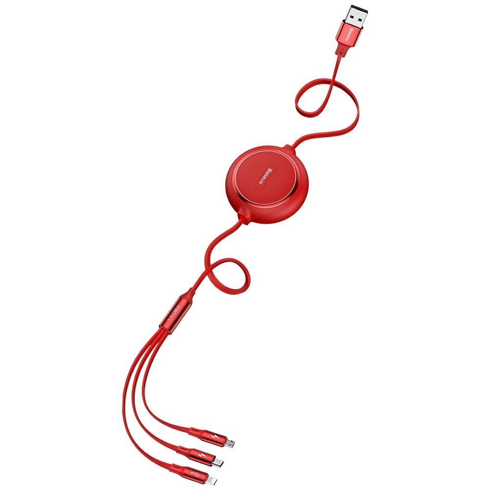 Baseus USB - micro USB / Lightning / USB-C, 35 cm - 120 cm, sarkans cena un informācija | Savienotājkabeļi | 220.lv