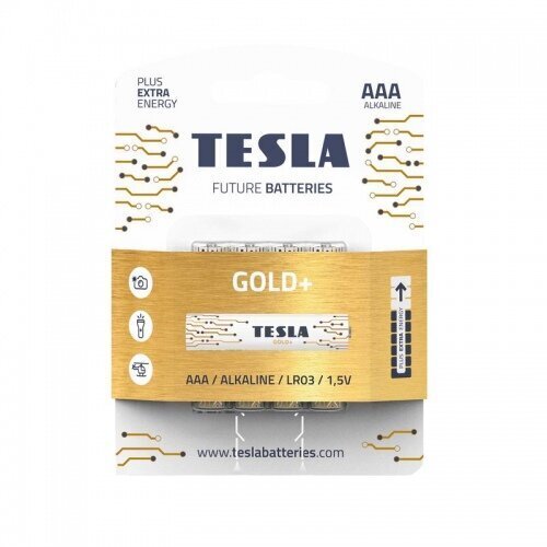 Baterijas Tesla AAA Gold+ Alkaline LR03 1250 mAh 4 gab. цена и информация | Baterijas | 220.lv